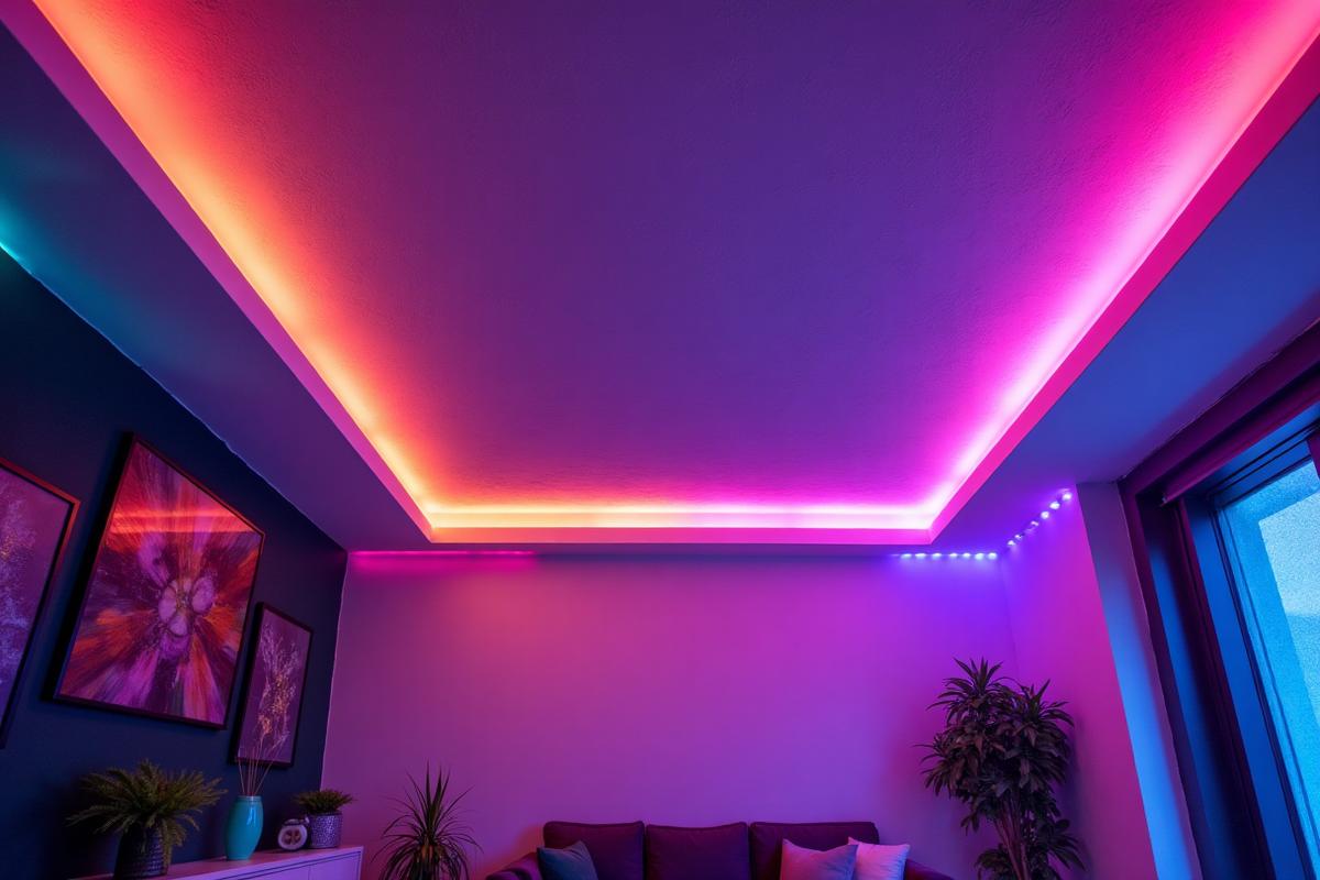إضاءة LED مخفية في سقف جبس بورد بتصميم حديث بمكة
